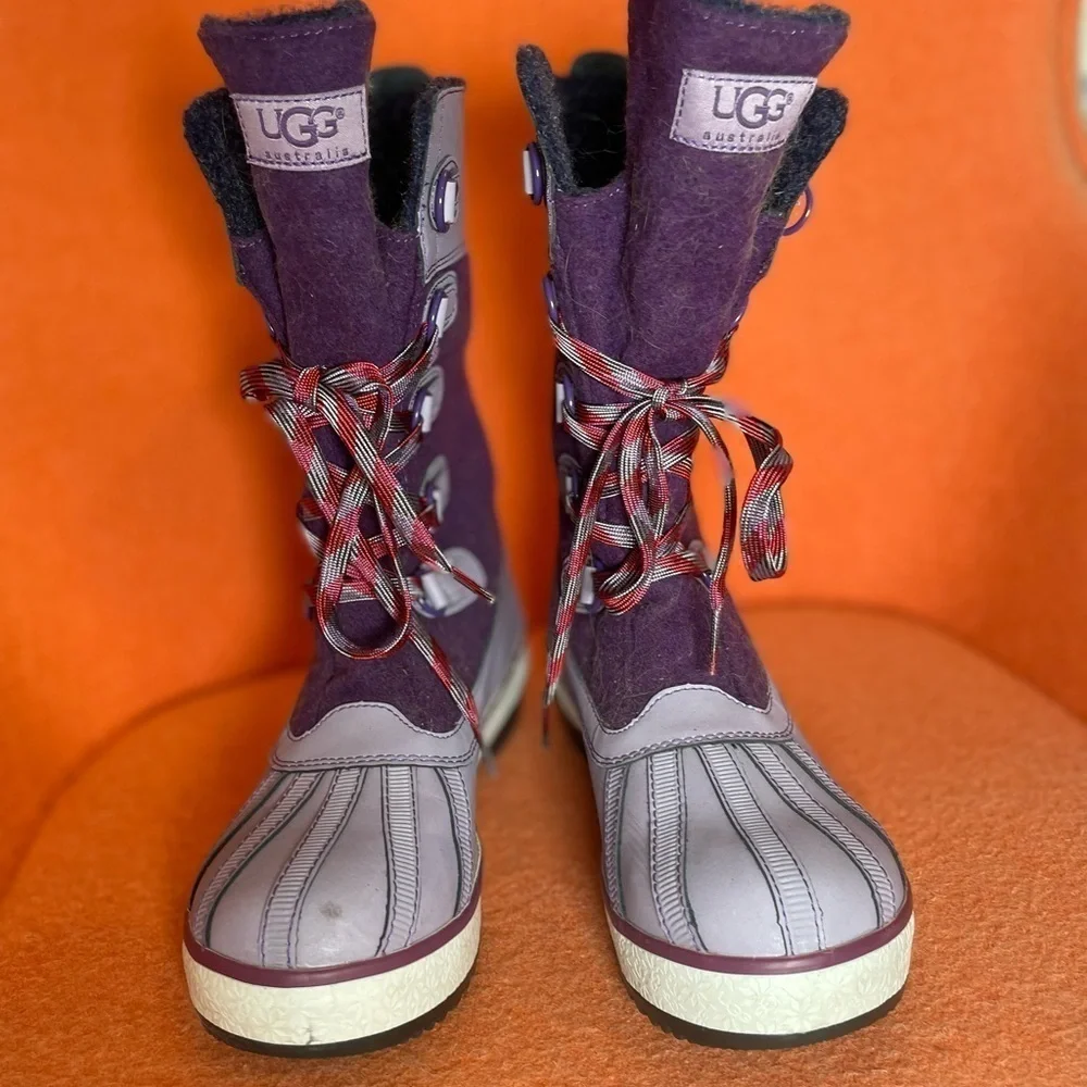 UGG AUSTRALIA Women's Baroness Lace-up Purple Mid-top SNOW Boots WINTER SZ 7